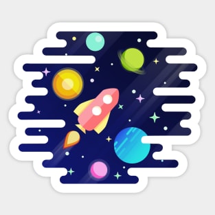 Rocket in Space Sticker